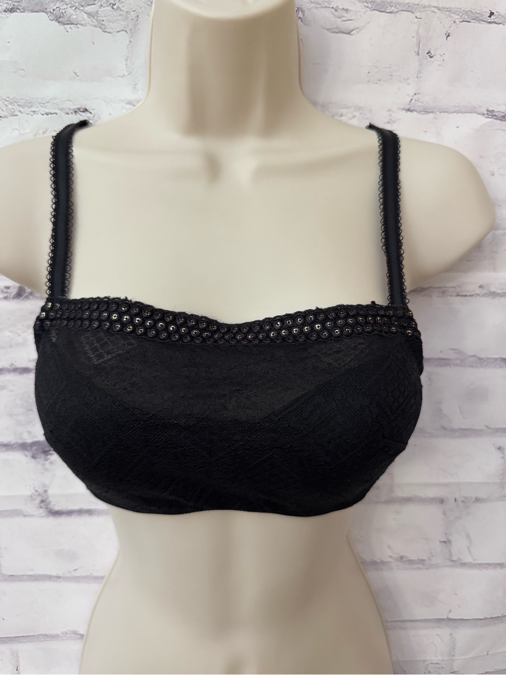 Soma Size 34B Bra Black Lace Sequin Underwire Cup Camisole Style Sexy Lingerie